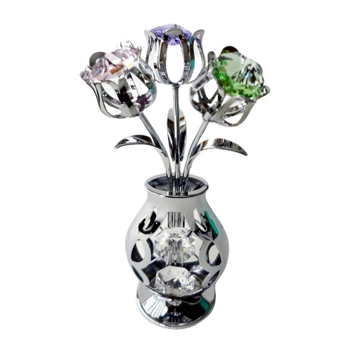 Crystocraft vase flowers - of,