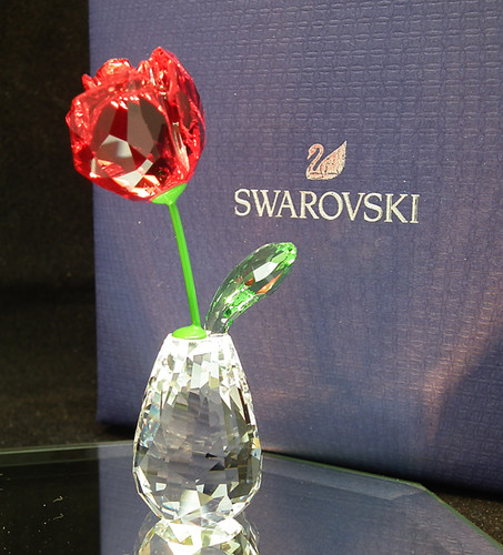 Swarovski crystal red rose - red,